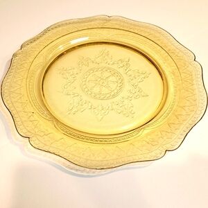 Vintage Depression Glass Patrician Spike Amber 8" Salad Plate